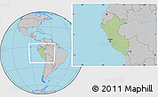 Savanna Style Location Map of Peru, gray outside