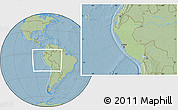 Savanna Style Location Map of Peru, hill shading outside