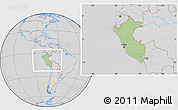 Savanna Style Location Map of Peru, lighten, desaturated