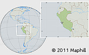 Savanna Style Location Map of Peru, lighten, semi-desaturated