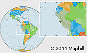 Savanna Style Location Map of Peru, political outside, hill shading