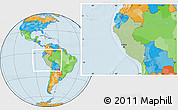 Savanna Style Location Map of Peru, political outside