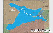 Political 3D Map of Mar.R.Castilla, semi-desaturated