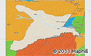 Shaded Relief 3D Map of Mar.R.Castilla, political outside