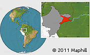 Satellite Location Map of Mar.R.Castilla, highlighted country, highlighted parent region