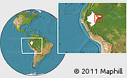 Satellite Location Map of Mar.R.Castilla, highlighted parent region, within the entire country
