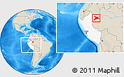 Shaded Relief Location Map of Mar.R.Castilla, highlighted country, within the entire country
