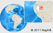 Shaded Relief Location Map of Mar.R.Castilla, highlighted parent region, within the entire country