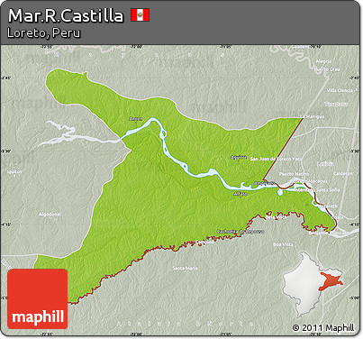 Physical Map of Mar.R.Castilla, lighten, semi-desaturated