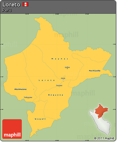 Savanna Style Simple Map of Loreto, single color outside