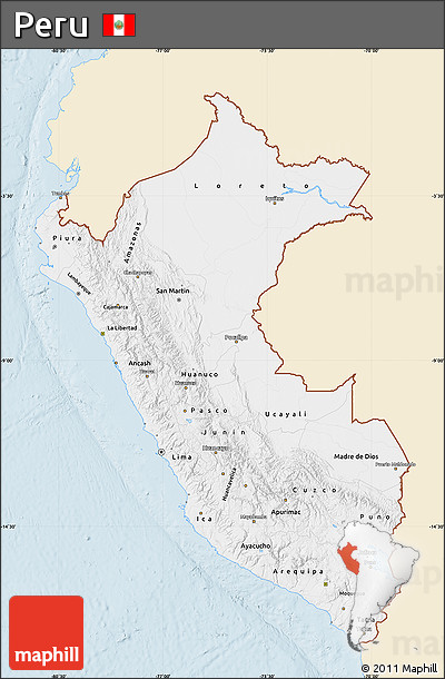 Classic Style Map of Peru, single color outside