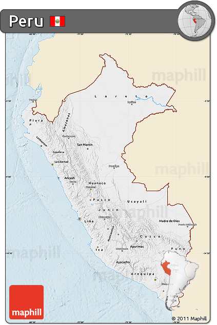 Classic Style Map of Peru, single color outside