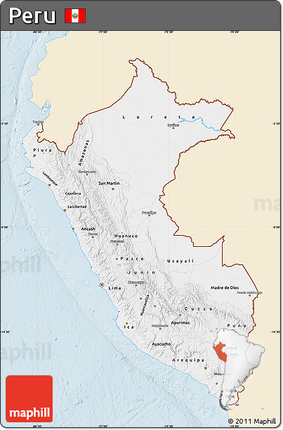 Classic Style Map of Peru, single color outside