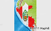 Flag Map of Peru, physical outside