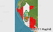 Flag Map of Peru, satellite outside