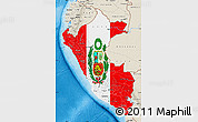 Flag Map of Peru, shaded relief outside