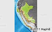 Physical Map of Peru, darken, desaturated, land only