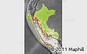 Physical Map of Peru, darken, desaturated