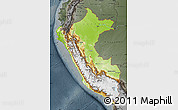 Physical Map of Peru, darken, semi-desaturated