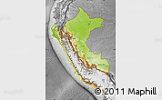 Physical Map of Peru, desaturated