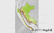 Physical Map of Peru, lighten, desaturated