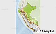 Physical Map of Peru, lighten