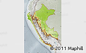 Physical Map of Peru, lighten, semi-desaturated