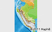 Physical Map of Peru, political shades outside, shaded relief sea