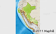 Physical Map of Peru, shaded relief outside