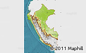 Physical Map of Peru, single color outside, satellite sea