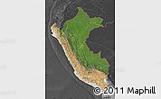 Satellite Map of Peru, darken, desaturated