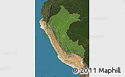 Satellite Map of Peru, darken, land only