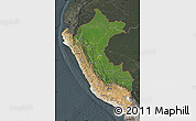 Satellite Map of Peru, darken, semi-desaturated