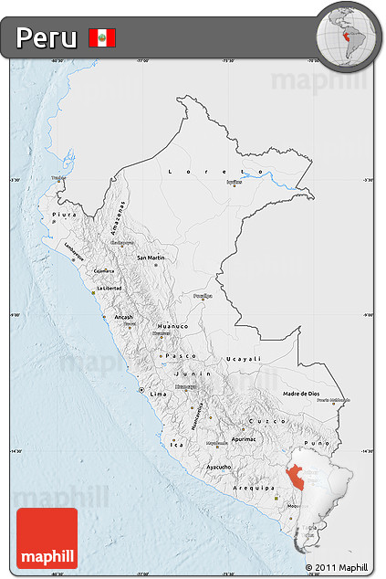 Silver Style Map of Peru, single color outside