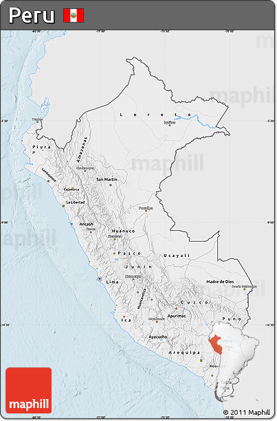 Silver Style Map of Peru, single color outside