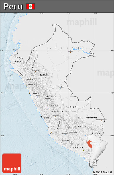 Silver Style Map of Peru, single color outside