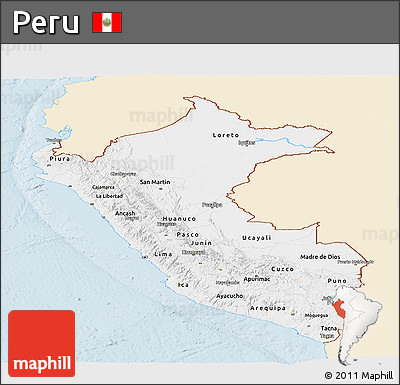 Classic Style Panoramic Map of Peru, single color outside