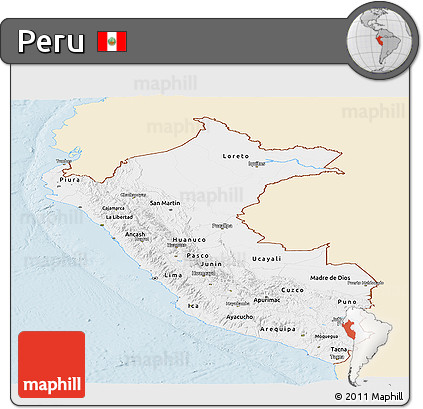 Classic Style Panoramic Map of Peru, single color outside