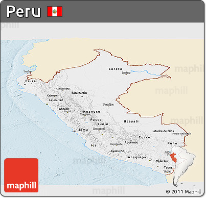 Classic Style Panoramic Map of Peru, single color outside