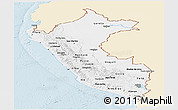 Classic Style Panoramic Map of Peru, single color outside