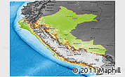 Physical Panoramic Map of Peru, darken, desaturated, land only