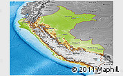 Physical Panoramic Map of Peru, desaturated, land only