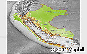 Physical Panoramic Map of Peru, desaturated