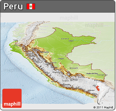Physical Panoramic Map of Peru, lighten