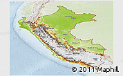 Physical Panoramic Map of Peru, lighten