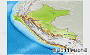 Physical Panoramic Map of Peru, lighten, semi-desaturated, land only