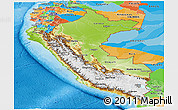 Physical Panoramic Map of Peru, political outside