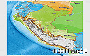 Physical Panoramic Map of Peru, political shades outside