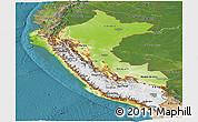 Physical Panoramic Map of Peru, satellite outside