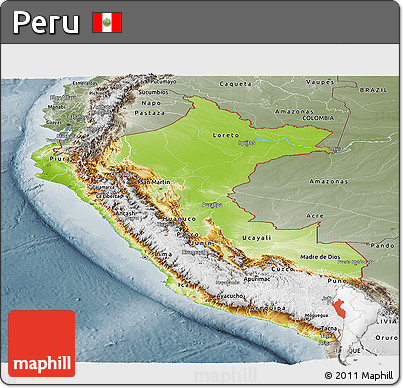Physical Panoramic Map of Peru, semi-desaturated
